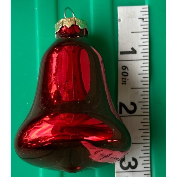 Set of 9 Metallic Shiny Gold & Red Christmas Glass Ornaments Ball-Shaped (READ) - Picture 7 of 8